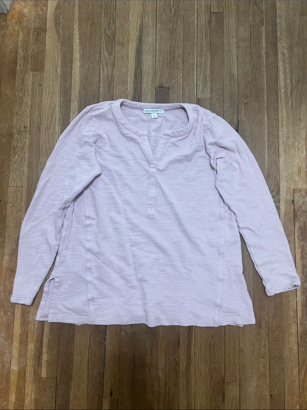 J. Jill Pale Pink Long-Sleeve Henley Top Organic Cotton